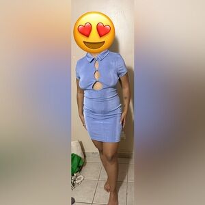 Urban Outfitters Light Blue Cut-Out Mini Dress